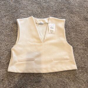 Zara cream vneck vest top size S NWT